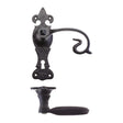 High quality image of the Foxcote Foundries - Scroll Lever on Fleur De Lys Backplate - 6" - Lock - Antique Black | Sku. ff311 | available to order from Trade Door Handles.