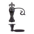 High quality image of the Foxcote Foundries - Scroll Lever on Fleur De Lys Backplate - 6" - Bathroom - Antique Black | Sku. ff313 | available to order from Trade Door Handles.
