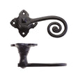 High quality image of the Foxcote Foundries - Curly Tail Lever on Square Rose - 2" - Antique Black | Sku. ff400 | available to order from Trade Door Handles.