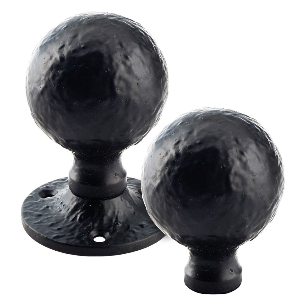High quality image of the Foxcote Foundries - Ball Rim Knob - 1.5" - Un-Sprung - Antique Black | Sku. ff415r | available to order from Trade Door Handles.