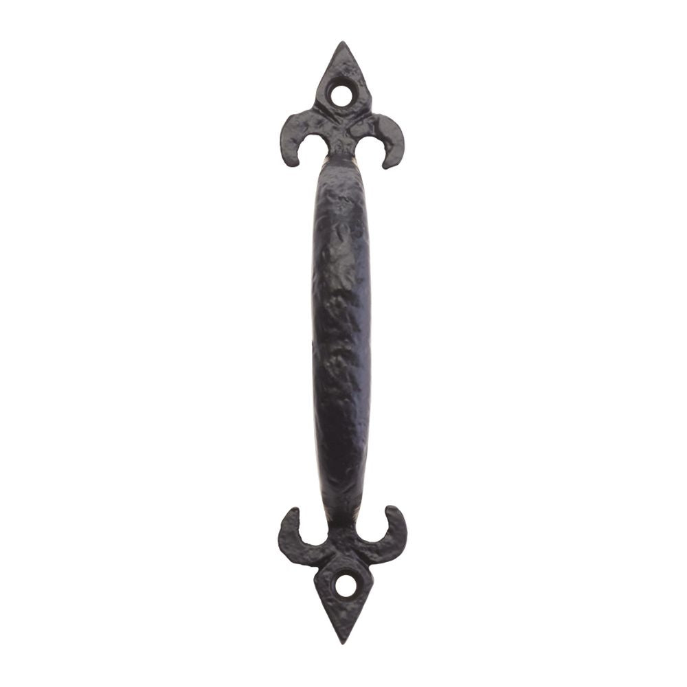 High quality image of the Foxcote Foundries - Fleur de Lys Pull Handle - 6" - Antique Black | Sku. ff43 | available to order from Trade Door Handles.