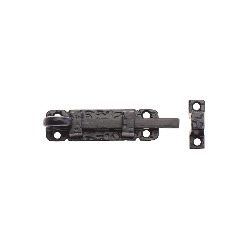 High quality image of the Foxcote Foundries - Curly Tail Door Bolt - 4" - Antique Black | Sku. ff51 | available to order from Trade Door Handles.