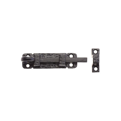High quality image of the Foxcote Foundries - Curly Tail Door Bolt - 4" - Antique Black | Sku. ff51 | available to order from Trade Door Handles.