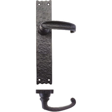 High quality image of the Foxcote Foundries - Traditional Lever on Latch Long Backplate - 10" - Antique Black | Sku. ff512 | available to order from Trade Door Handles.