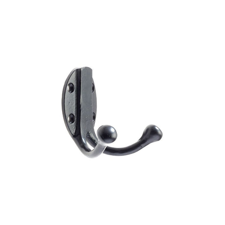 High quality image of the Foxcote Foundries - Double Robe Hook - Antique Black | Sku. ff71pcb | available to order from Trade Door Handles.