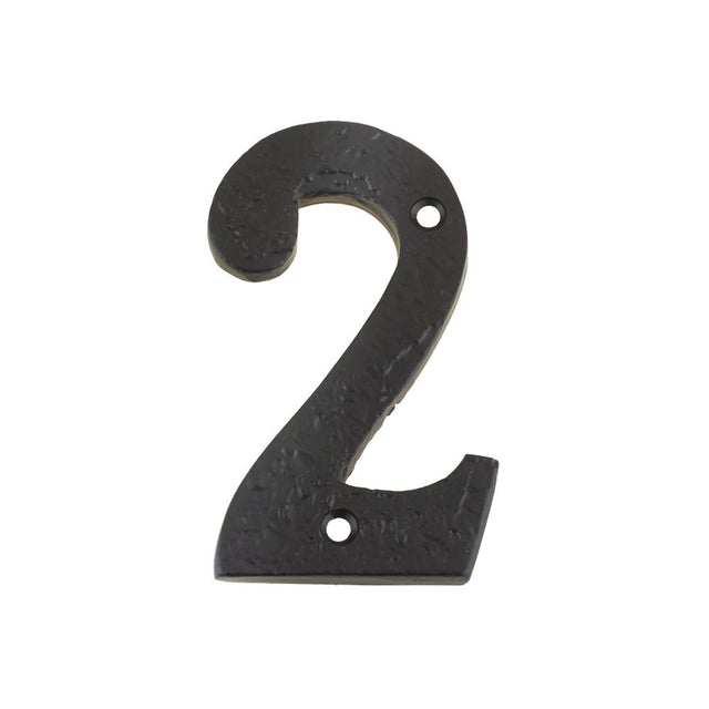 High quality image of the Foxcote Foundries - Numeral - No. 2 - 4" - Antique Black | Sku. ffn02 | available to order from Trade Door Handles.