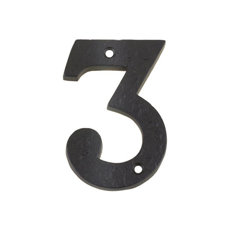 High quality image of the Foxcote Foundries - Numeral - No. 3 - 4" - Antique Black | Sku. ffn03 | available to order from Trade Door Handles.
