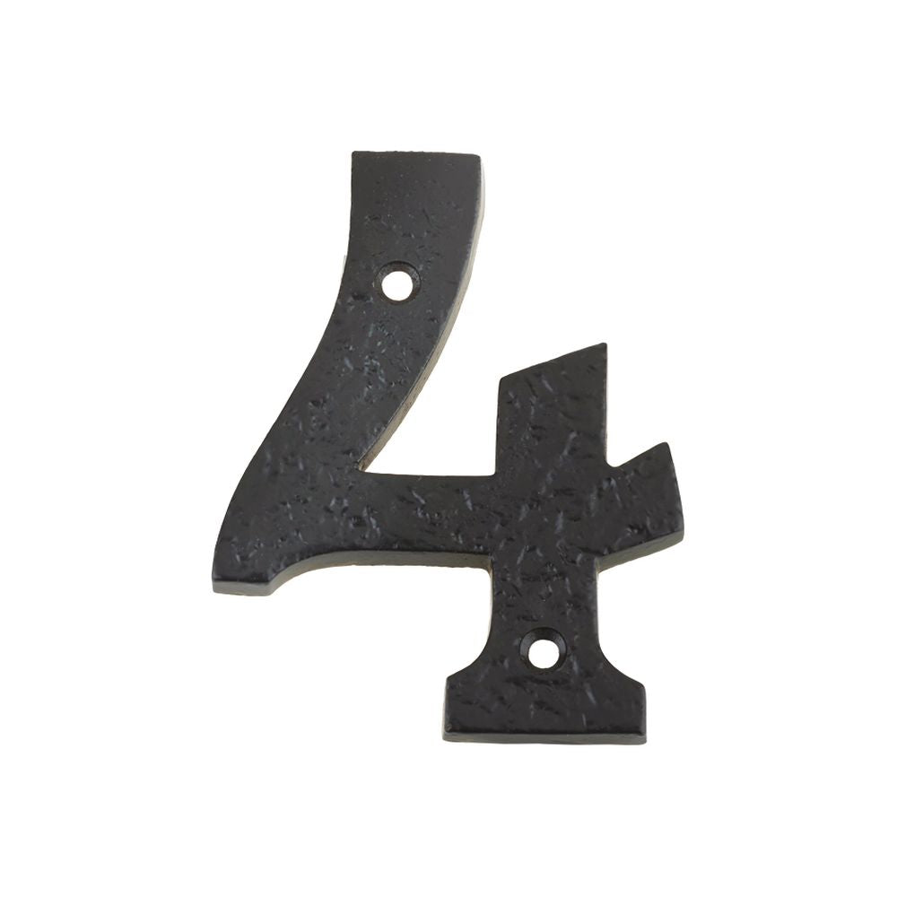 High quality image of the Foxcote Foundries - Numeral - No. 4 - 4" - Antique Black | Sku. ffn04 | available to order from Trade Door Handles.