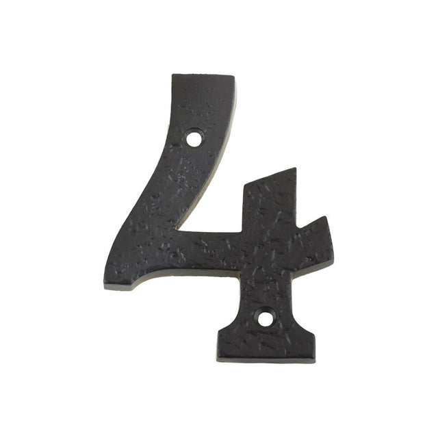 High quality image of the Foxcote Foundries - Numeral - No. 4 - 4" - Antique Black | Sku. ffn04 | available to order from Trade Door Handles.