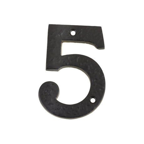 High quality image of the Foxcote Foundries - Numeral - No. 5 - 4" - Antique Black | Sku. ffn05 | available to order from Trade Door Handles.