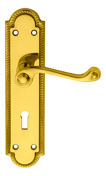 High quality image of Carlisle Brass - Georgian Lever on Shaped Lock Backplate - Polished Brass | Sku. fg27 | Trade Door Handles.