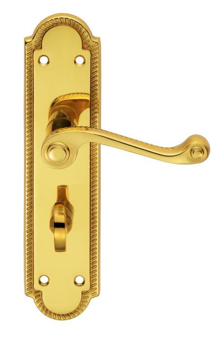 High quality image of Carlisle Brass - Georgian Lever on Shaped WC Backplate - Polished Brass | Sku. fg27wc | Trade Door Handles.
