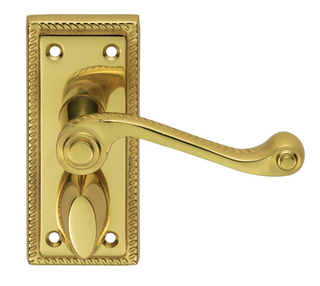 High quality image of Carlisle Brass - Georgian Lever on Privacy Backplate - Polished Brass | Sku. fg2wc | Trade Door Handles.