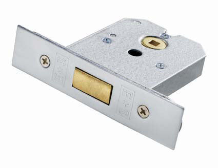 High quality image of Eurospec - Flat Deadlock 64mm - Satin Chrome Plated | Sku. fld8025scp | Trade Door Handles.