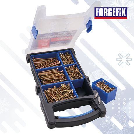 ForgeFix 650 Piece Multi-Purpose Wood Screw Set in Organiser