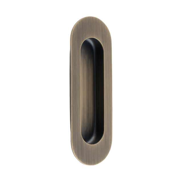 This is an image of Eurospec - Radius Flush Pull - Antique Brass - FPH1001AB available to order from Trade Door Handles in Kendal.