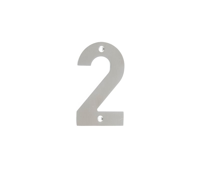 Frelan Hardware Door Furniture Satin Stainless Steel / Numerals / 2 Frelan - 100mm No.2 Numeral - Grade 304 Satin Stainless Steel