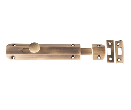 Frelan Hardware Accessories Antique Brass / Straight Surface Bolts / 150mm / 6" Frelan - 150mm AB Slide Bolt