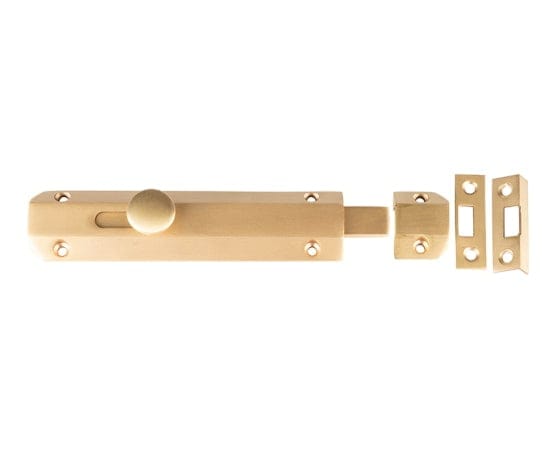 Frelan Hardware Accessories Satin Brass / Straight Surface Bolts / 150mm / 6" Frelan - 150mm SB Slide Bolt