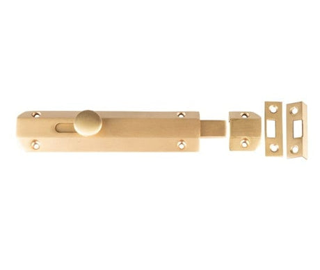Frelan Hardware Accessories Satin Brass / Straight Surface Bolts / 150mm / 6" Frelan - 150mm SB Slide Bolt
