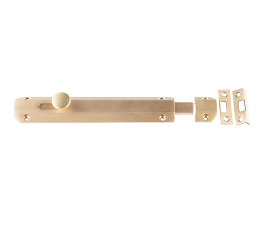 Frelan Hardware Accessories Satin Brass / Straight Surface Bolts / 200mm / 8" Frelan - 200mm SB Slide Bolt