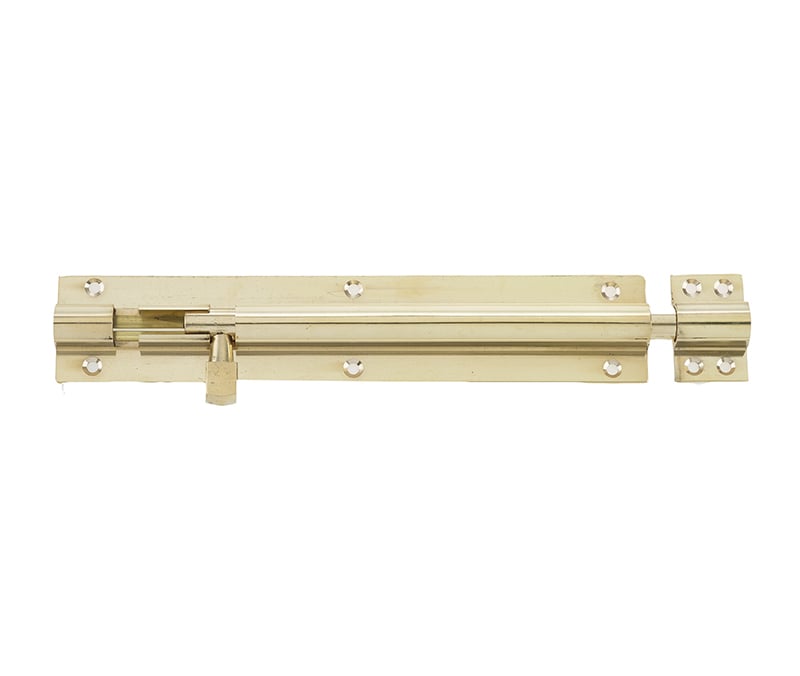 Frelan Hardware Accessories Polished Brass / Straight Surface Bolts / 200mm / 8" Frelan - 200x38mm PB STR Barrel bolt