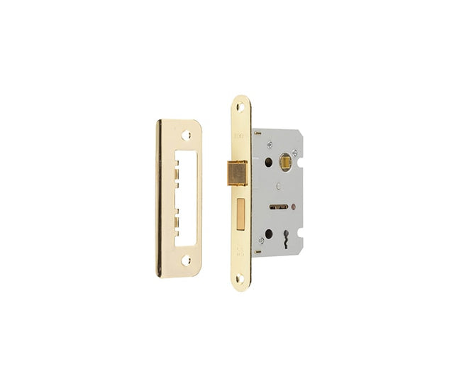 Frelan Hardware Locks & Latches Electro Brass Frelan - 63mm PB 2/L sashlock large radiused strike & forend