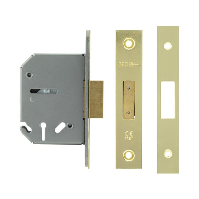 Frelan Hardware Locks & Latches Polished Brass Frelan - 65mm PB 3 Lever deadlock