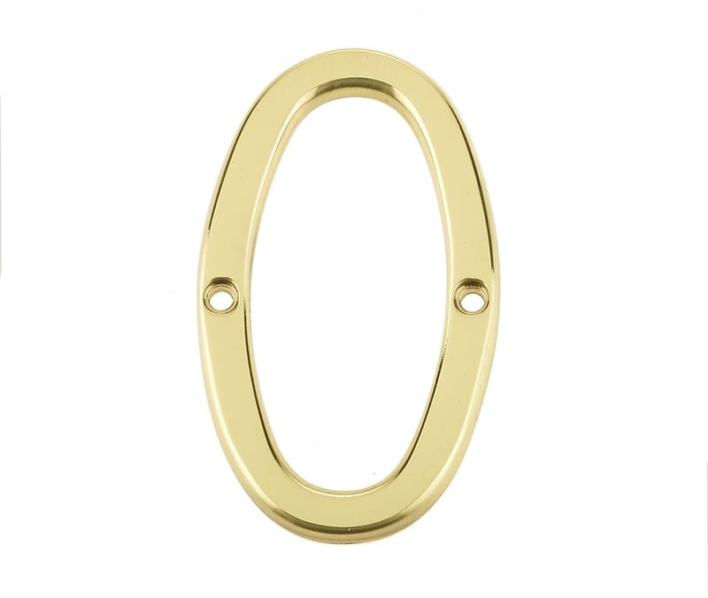 Frelan Hardware Door Furniture Polished Brass / Numerals / 0 Frelan - 75MM PB Screwfix numeral 0