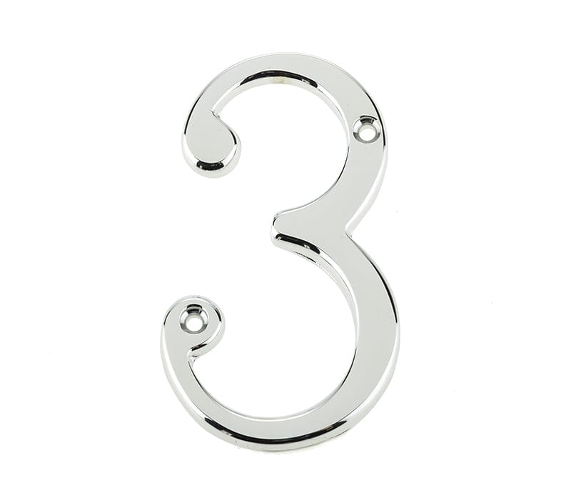 Frelan Hardware Door Furniture Polished Chrome / Numerals / 3 Frelan - 75mm PC Screwfix numeral 3