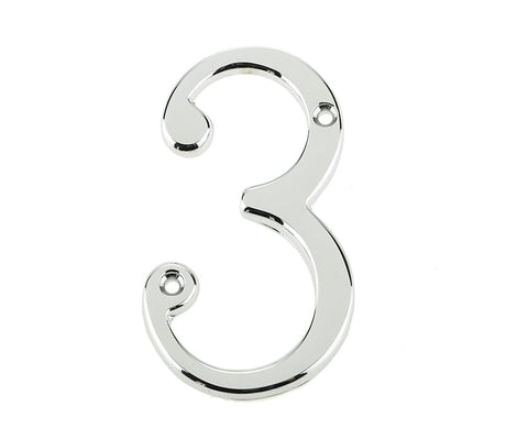 Frelan Hardware Door Furniture Polished Chrome / Numerals / 3 Frelan - 75mm PC Screwfix numeral 3
