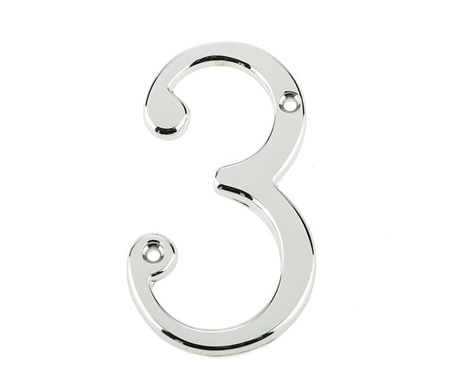 Frelan Hardware Door Furniture Polished Chrome / Numerals / 3 Frelan - 75mm PC Screwfix numeral 3