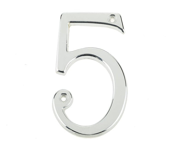 Frelan Hardware Door Furniture Polished Chrome / Numerals / 5 Frelan - 75mm PC Screwfix numeral 5