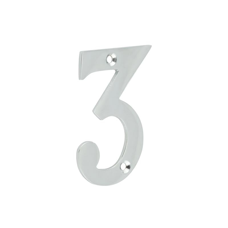 Frelan Hardware Polished Chrome Frelan - 75mm Polished Chrome 3 Screw Fix Numeral