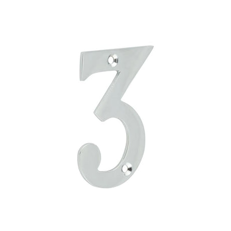 Frelan Hardware Polished Chrome Frelan - 75mm Polished Chrome 3 Screw Fix Numeral