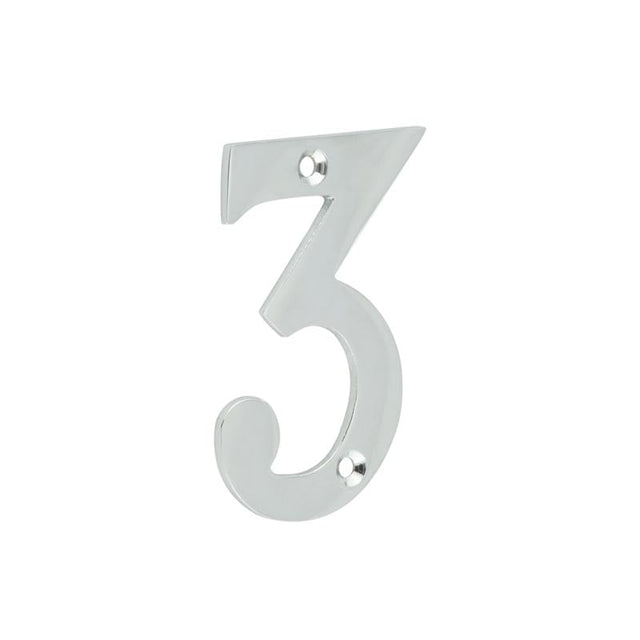 Frelan Hardware Polished Chrome Frelan - 75mm Polished Chrome 3 Screw Fix Numeral