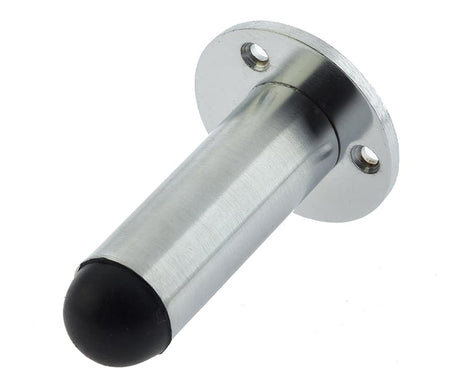 Frelan Hardware Door Furniture Satin Chrome / Projection Door Stop Frelan - 85mm Cylinder Wall Mounted Door Stop on Rose - Satin Chrome