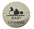 Frelan Hardware Door Furniture Polished Stainless Steel / Signs Frelan - Baby Change - Signage 75mm Dia. - Polished Stainless Steel