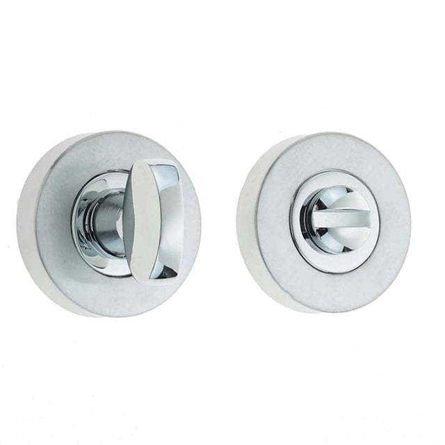 Frelan Hardware Door Furniture Polished Chrome/Satin Chrome / No Frelan - Bathroom Turn & Release without Indicator - Polished Chrome/Satin Chrom