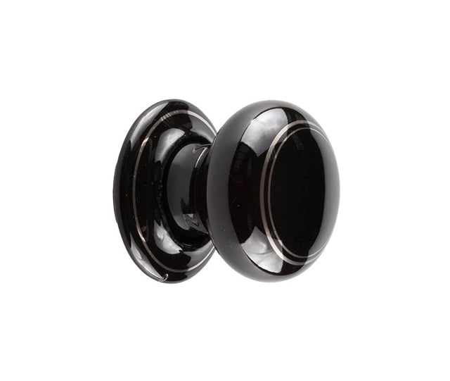 Frelan Hardware Door Furniture Black Silverline / Mortice Knobs Frelan - Black Lined Porclain Unsprung Mortice Knobs - Silver Line