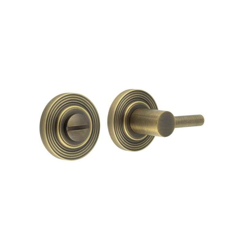 Frelan Hardware Door Furniture Antique Brass Frelan - Burlington Easy Turn & Release Reeded Rose Antique Brass