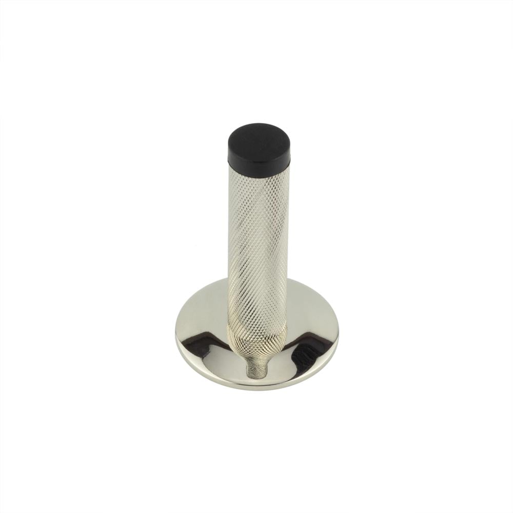 Frelan Hardware Door Furniture Polished Nickel Frelan - Burlington Knurled Wall Mounted Door Stop Chamfered Rose Polished Nickel