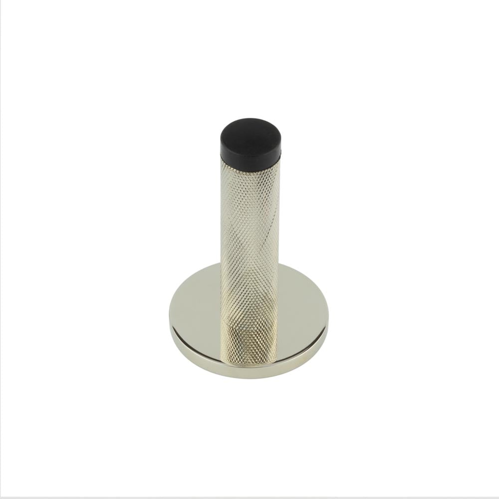 Frelan Hardware Door Furniture Polished Nickel Frelan - Burlington Knurled Wall Mounted Door Stop Plain Rose Polished Nickel