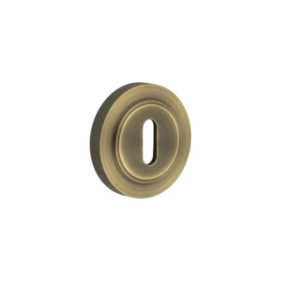 Frelan Hardware Door Furniture Antique Brass Frelan - Burlington Standard Keyway Escutcheons Knurled Rose Antique Brass