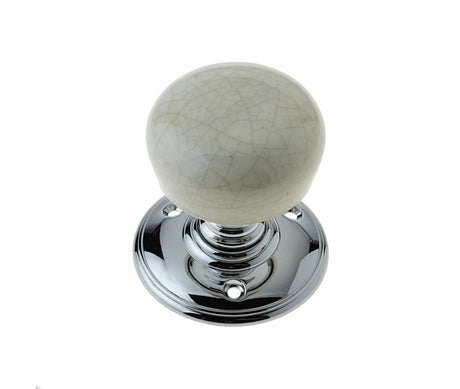 Frelan Hardware Door Furniture Polished Chrome / Mortice Knobs Frelan - Cream Crazed Porcelain Unsprung Mortice Knobs - Polished Chrome