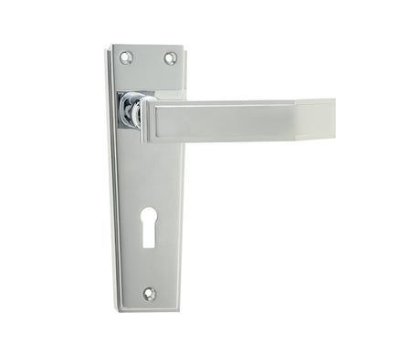 Frelan Hardware Door Furniture Polished Chrome / Std. Lock Handles Frelan - Deco Standard Lever Lock Handles on Backplates - Polished Chrome
