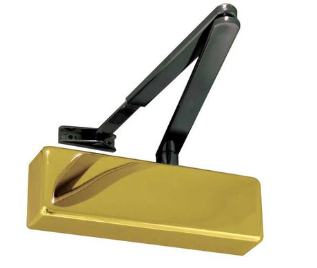 Frelan Hardware Door Furniture Polished Brass / Door Closers / Size 2-4 Frelan - Door Closer Size 2-4 C/w Blk Arm - Polished Brass