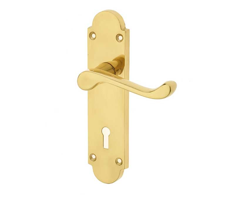 Frelan Hardware Door Furniture Polished Brass / Std. Lock Handles Frelan - Epsom Standard Lock Handles on Backplates - Polished Brass