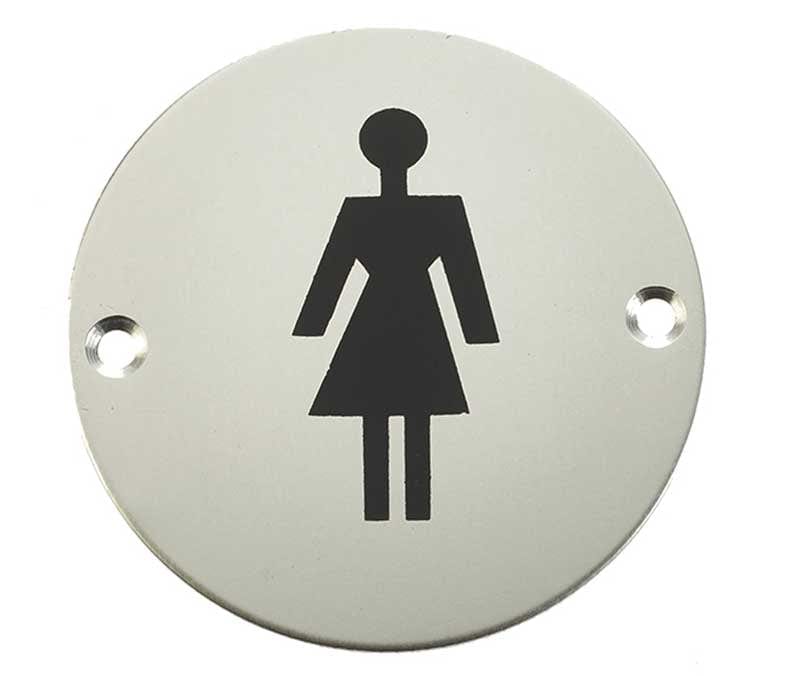 Frelan Hardware Door Furniture Satin Anodised Aluminium / Signs Frelan - Female Sex Symbol - Signage 75mm Dia. - Satin Anodised Aluminium