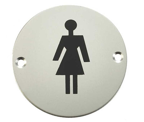 Frelan Hardware Door Furniture Satin Anodised Aluminium / Signs Frelan - Female Sex Symbol - Signage 75mm Dia. - Satin Anodised Aluminium